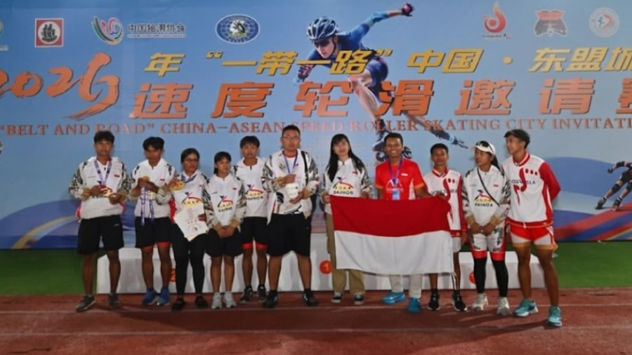 印尼轮滑队2026年中国-东盟锦标赛斩获19枚奖牌